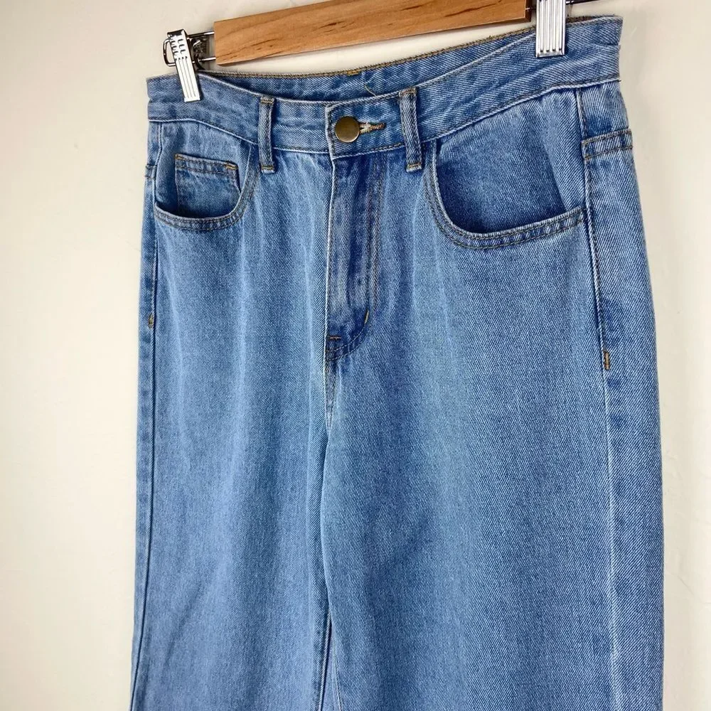 Princess Polly Helena Wide-Leg Crop Raw Hem Jeans
